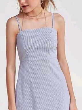 Brandy Melville Stripe Karla Dress Mini 100% Cotton Pinstripe Summer Sz 0-4